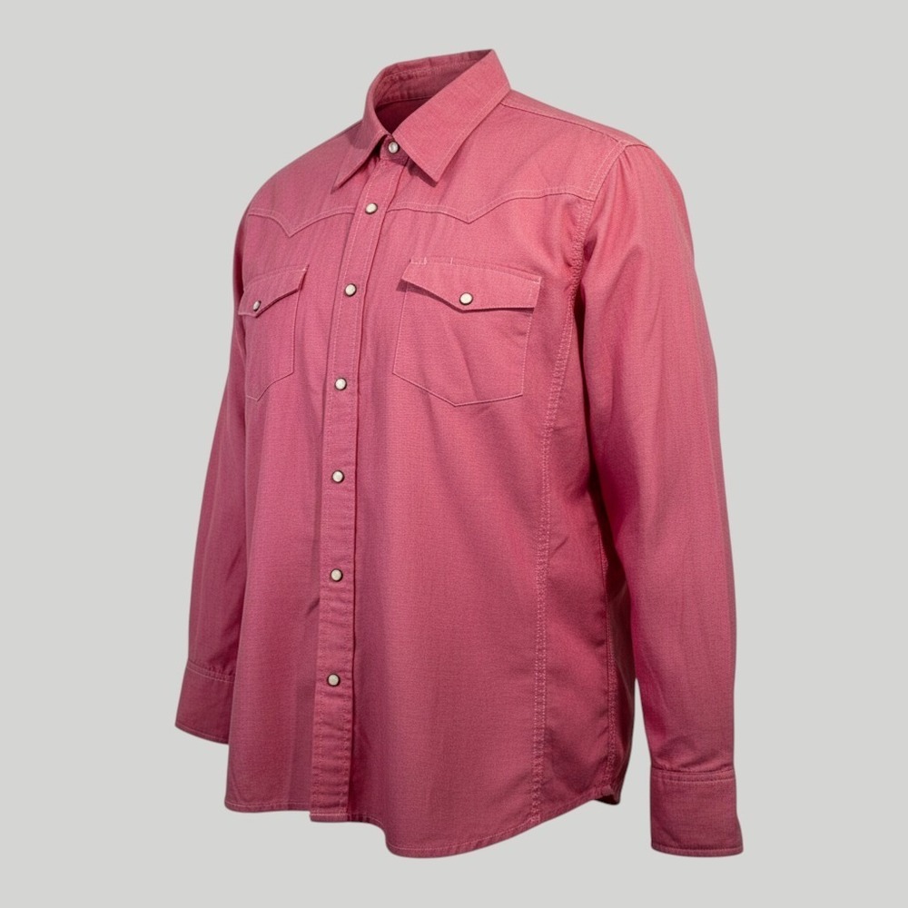 C.E. Schmidt Workwear Women's Pink Pearl Snap Western Shirt Plus Size 1X Cotton